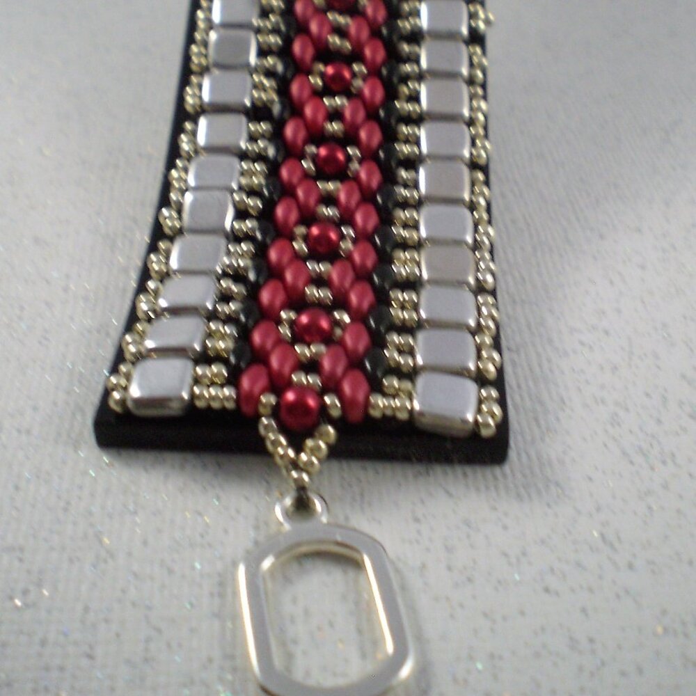 Silver Red Brick Road Bracelet, HandBeaded